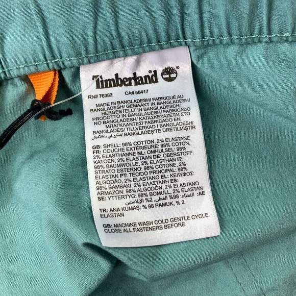 Timberland Mens Progressive Utility Drawstring Chino Shorts Light Turquoise XL - Picture 4 of 4